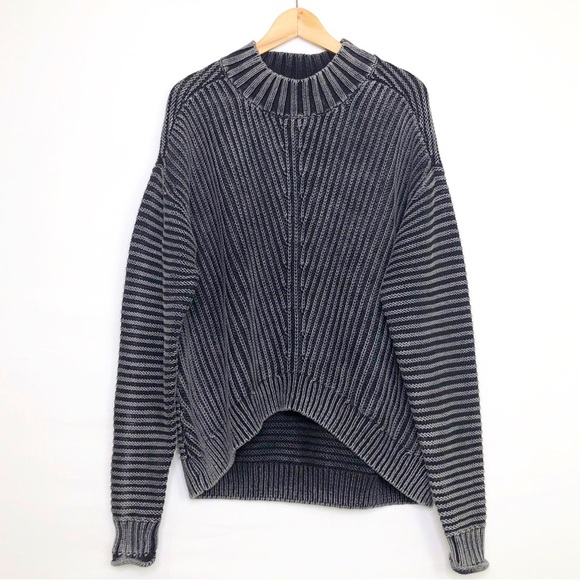 Lucky brand gray ribbed, chunky, mock neck sweater - Picture 1 of 8